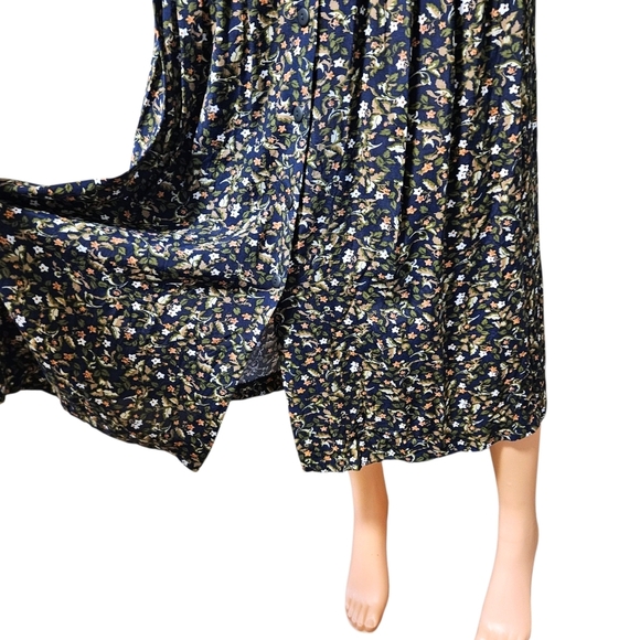 VTG 80s Karin Stevens Floral Midi Dress 8 Lace Collar Pocket Prairie Cottagecore - Picture 9 of 16